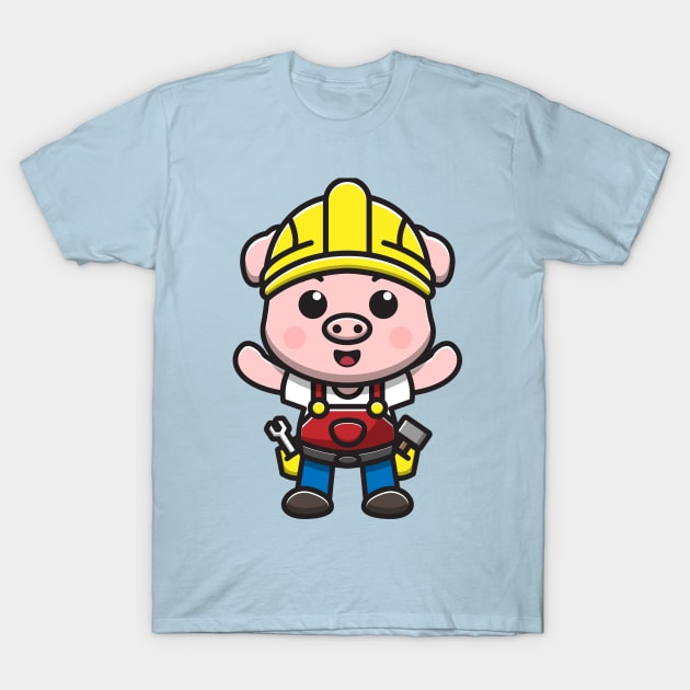 construction worker pig T-Shirt by fflat hds